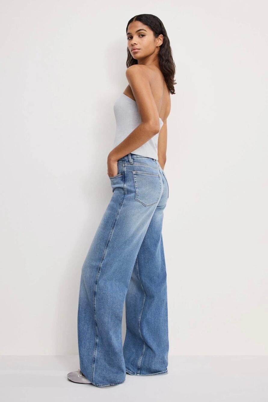 NWOT Good American Good Skate Wide Leg Jeans Indigo 1142 Size 0/25 34”